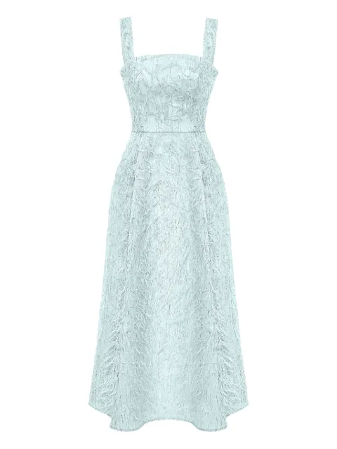 POST MERIDIEM feather-embellished corset midi dress