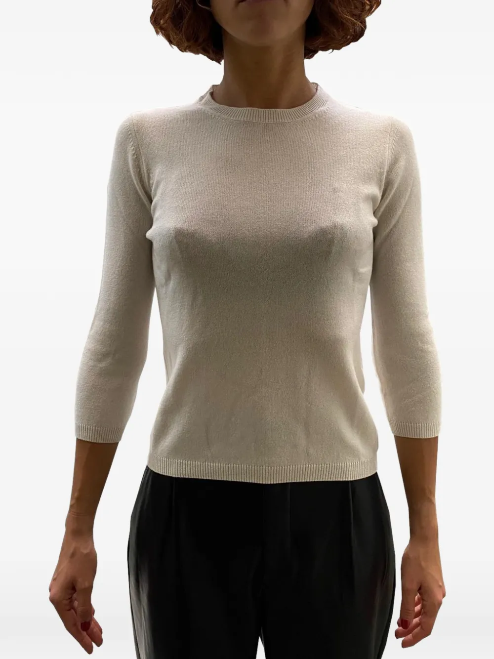La Rose Three-quarter Sleeve Cashmere Sweater In Multi