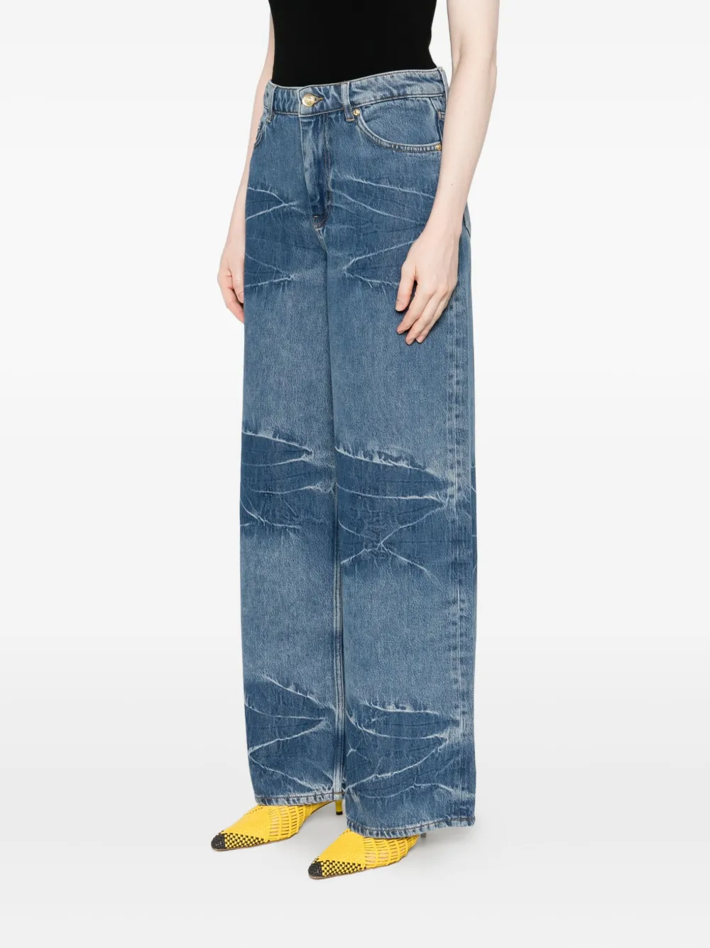 Ganni Soft Rigid Denim Marri Jeans Mid Blue Vintage In Blue