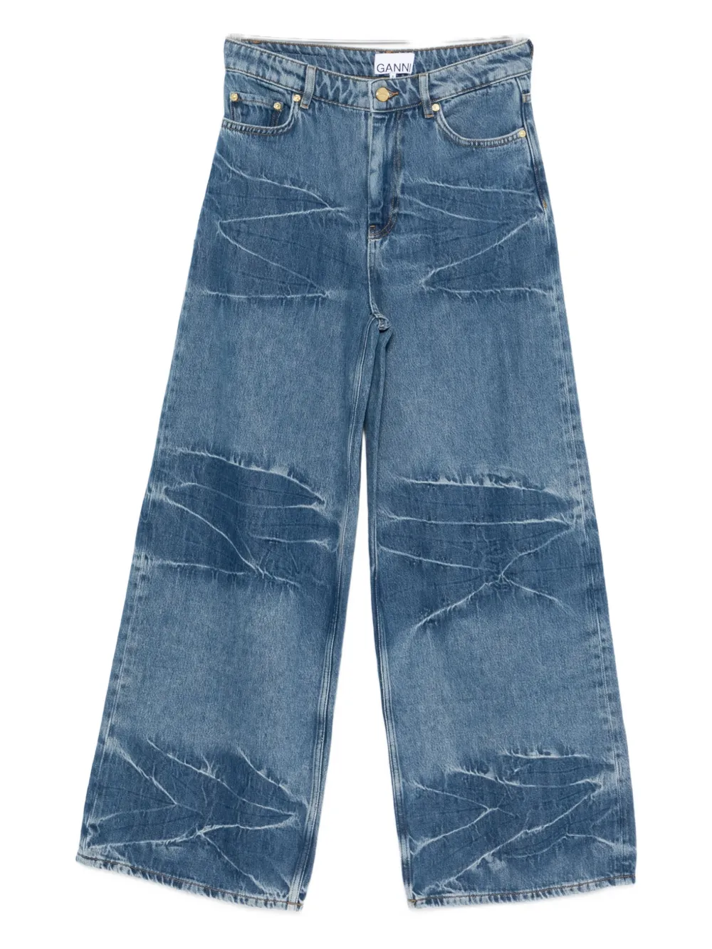 Ganni Soft Rigid Denim Marri Jeans Mid Blue Vintage In Blue