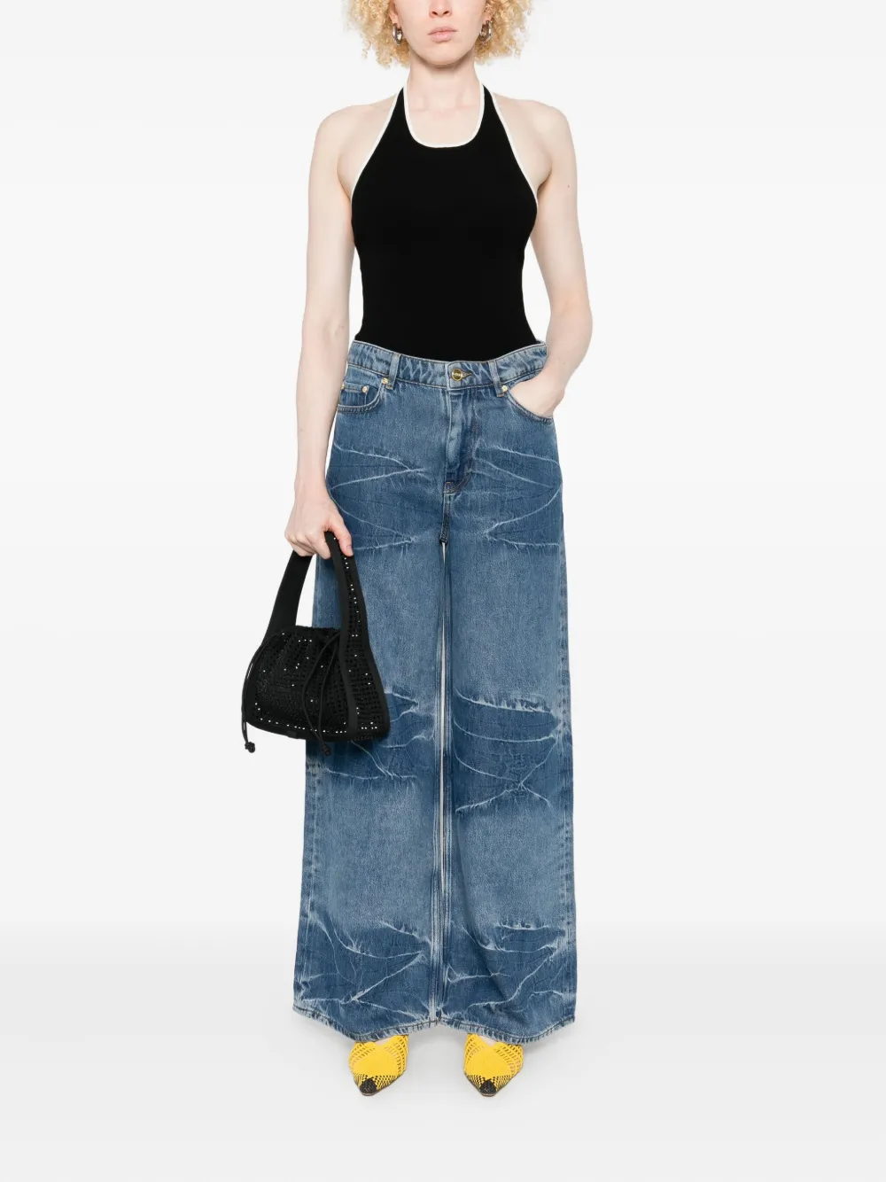 GANNI Jeans met logopatch - Blauw