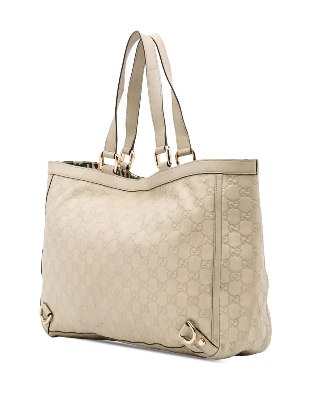 Pre-owned Gucci 2016-2025 Ssima Abbey D Ring Tote Bag In White