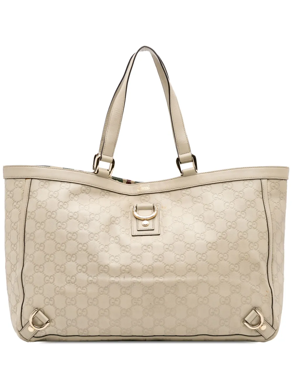 Pre-owned Gucci 2016-2025 Ssima Abbey D Ring Tote Bag In White