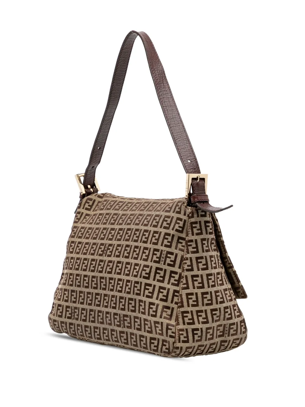 Pre-owned Fendi 2000-2010 Zucchino Canvas Mamma Forever Shoulder Bag In Brown