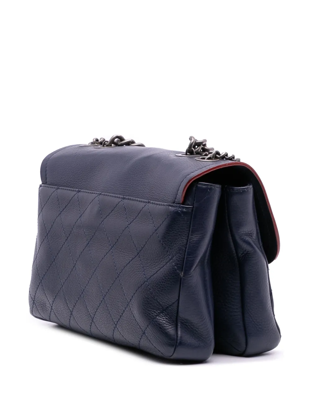 Pre-owned Chanel 2018 Paris-greece Calfskin Archi Chic Flap Satchel In Blue