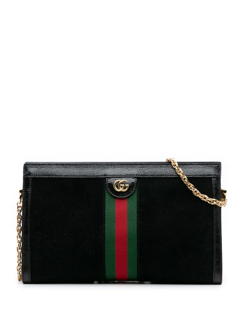 Gucci Pre-Owned 2016-2025 ミディアム スエード オフィディア ウェブ チェーン ショルダーバッグ - ブラック Gucci Pre-Owned 2016-2025 ミディアム スエード オフィディア ウェブ チェーン ショルダーバッグ - ブラック