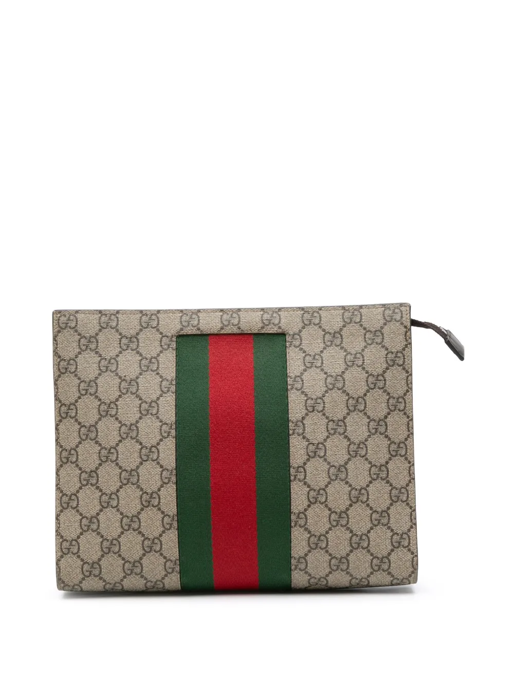 Pre-owned Gucci 2000-2015 Gg Supreme Web Clutch Bag In Brown