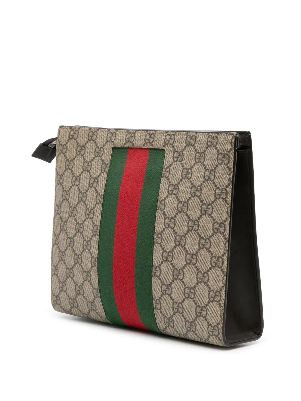 Pre-owned Gucci 2000-2015 Gg Supreme Web Clutch Bag In Brown