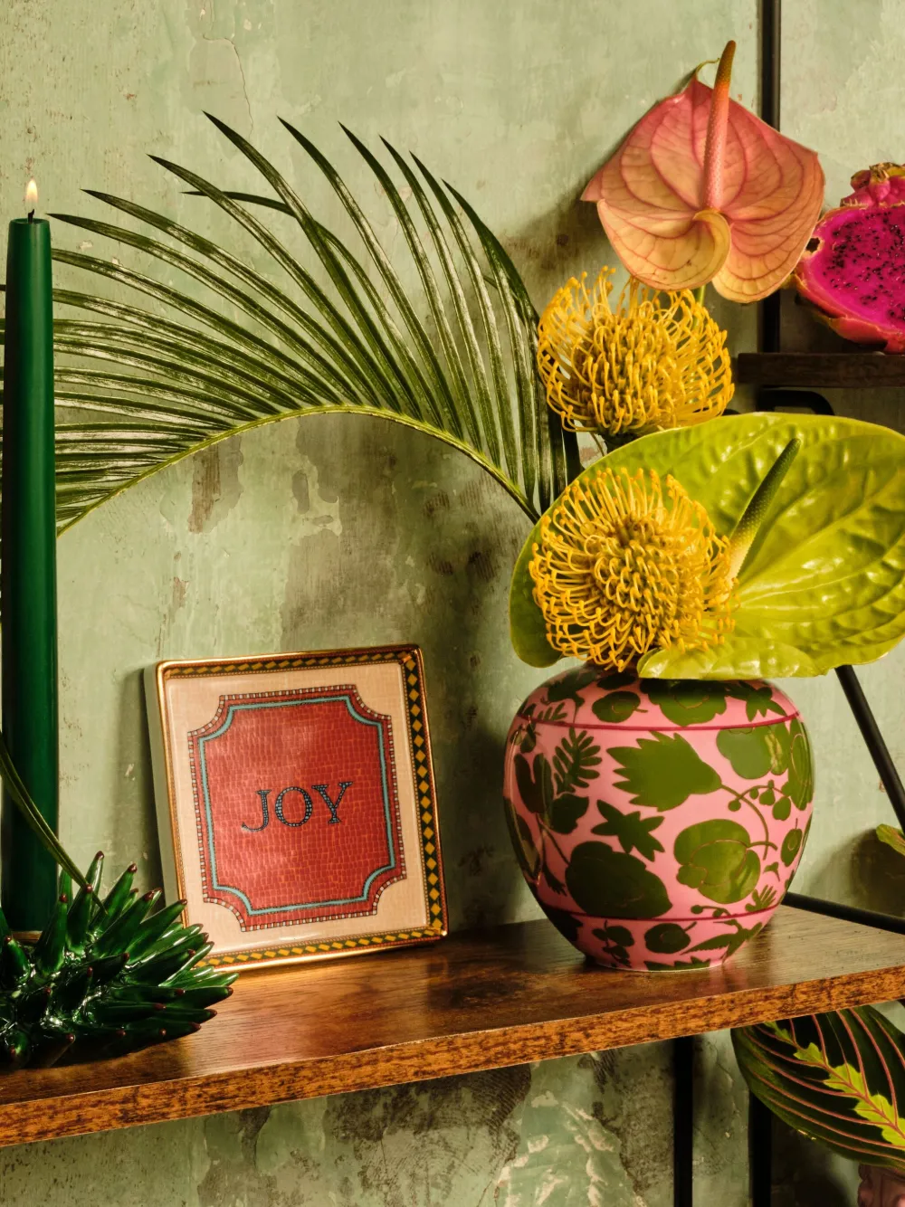 La DoubleJ small floral bubble vase (14cm x 16.5 cm) - Roze