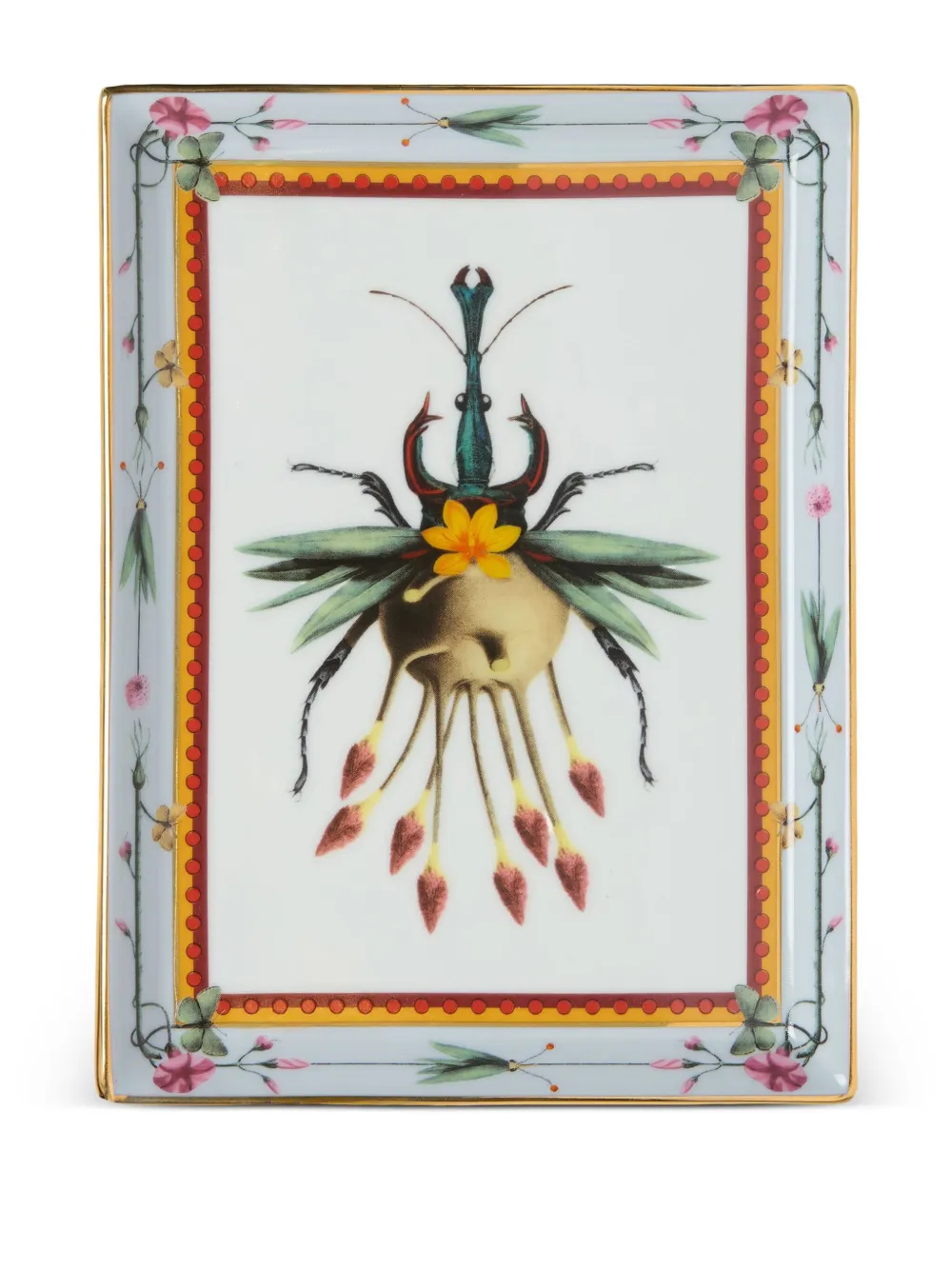 La DoubleJ bug floral trinket tray (21cm x 16cm) | White | Image 1