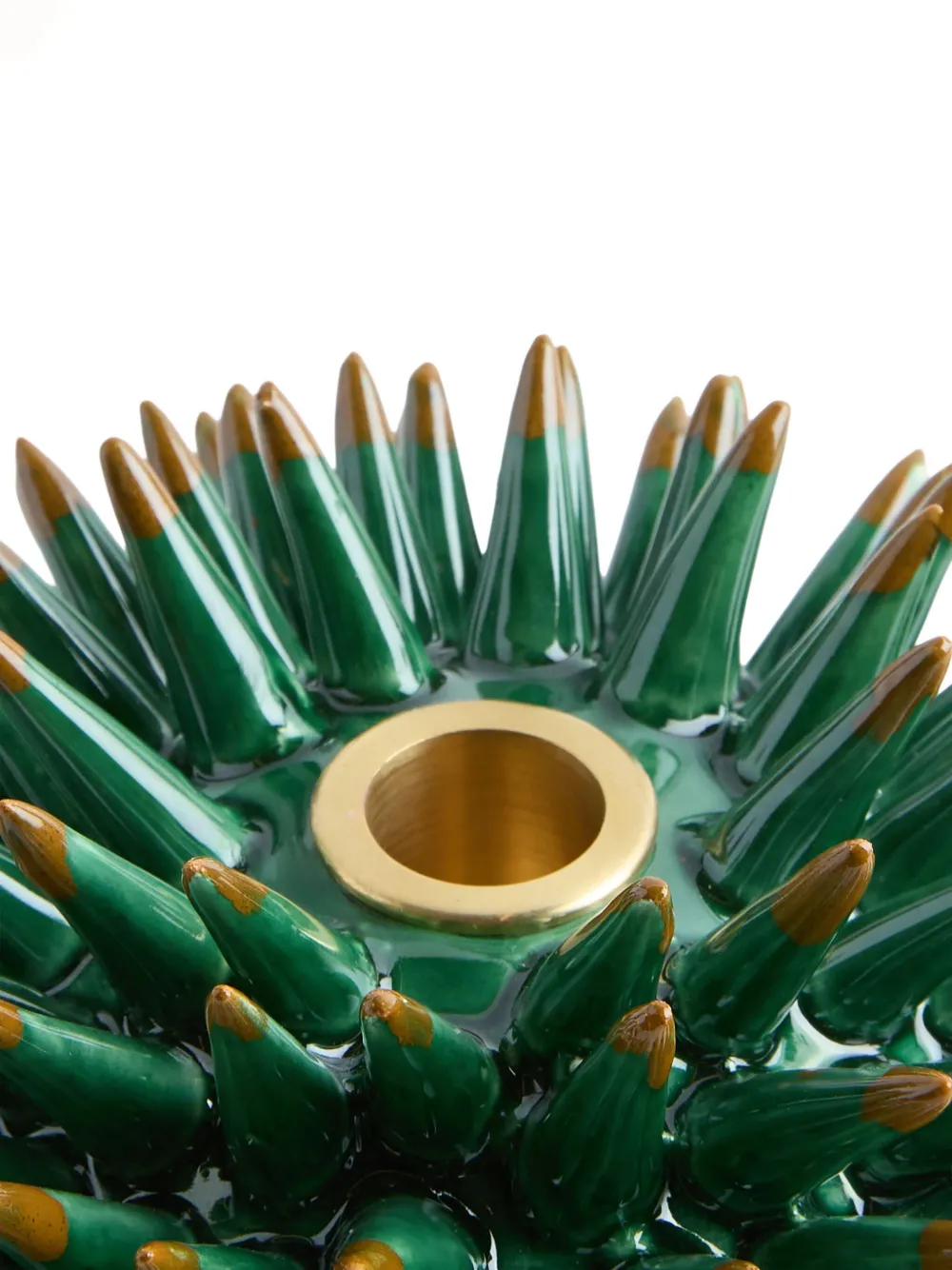 La Doublej Spine Candle Holder In Green