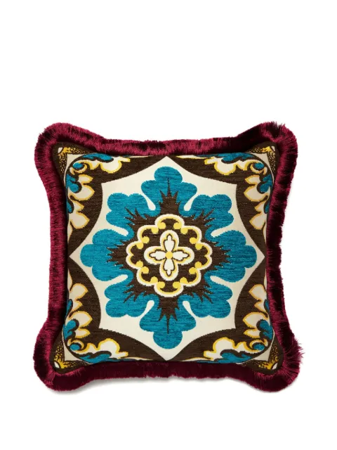 La DoubleJ fringed patterned cushion (50cm x 50cm)