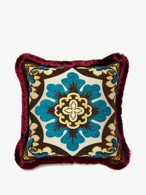 La DoubleJ fringed patterned cushion (50cm x 50cm)