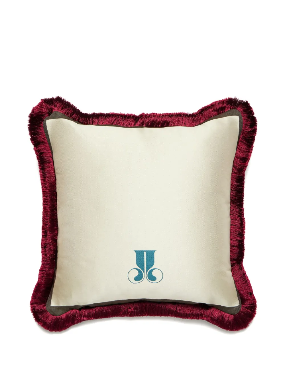 La DoubleJ fringed patterned cushion (50cm x 50cm) | Cushions | Image 2