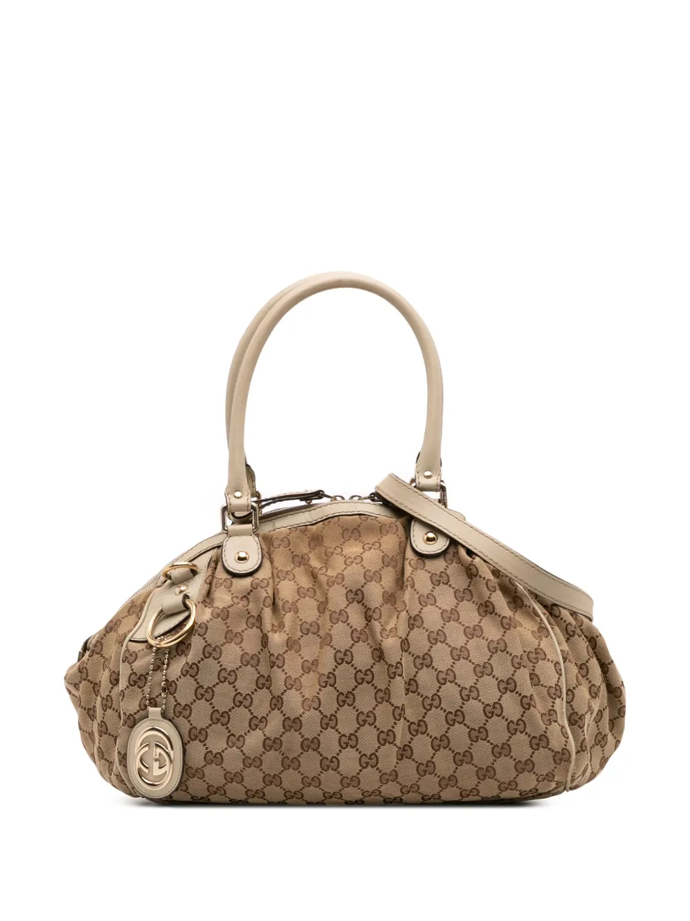 Pre-owned Gucci 2016-2025 Gg Canvas Sukey Satchel In Brown