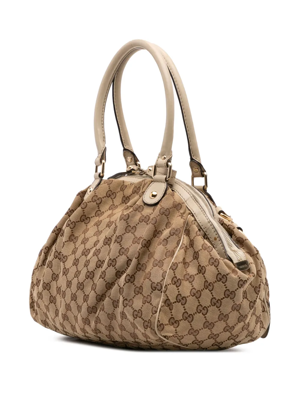 Pre-owned Gucci 2016-2025 Gg Canvas Sukey Satchel In Brown