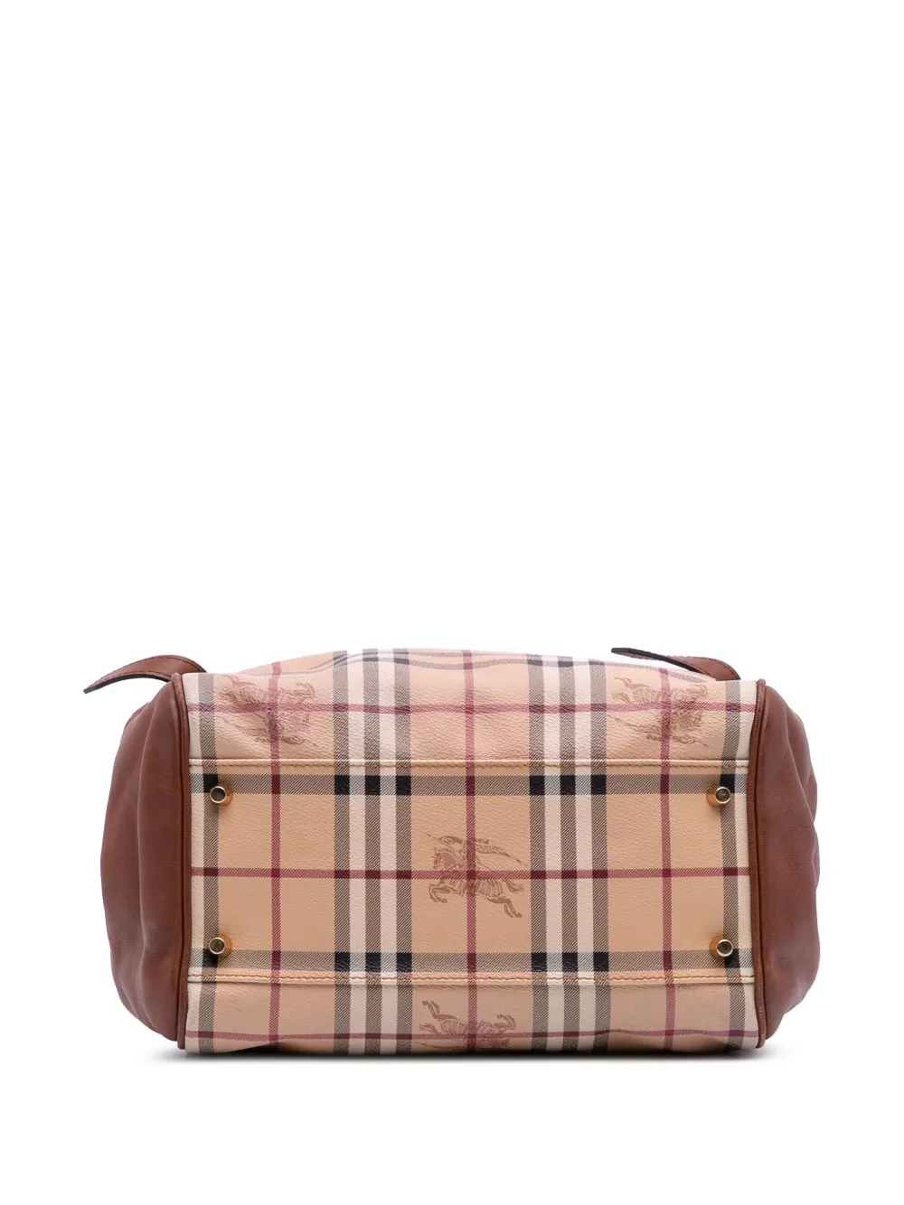 Pre-owned Burberry 2000-2017 Small Leather Trimmed Haymarket Check Coated Canvas Canterbury Tote Bag In Brown