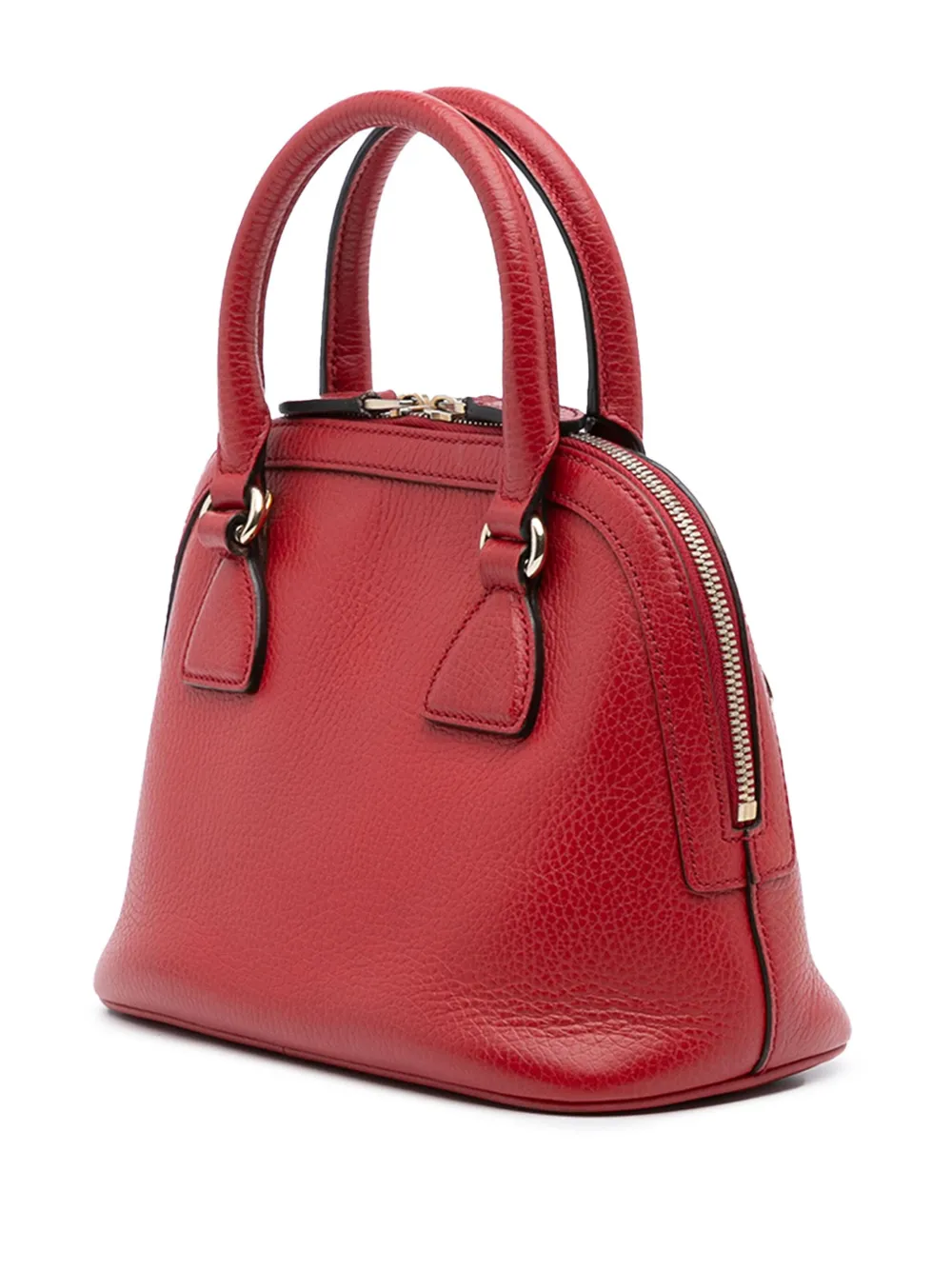 Pre-owned Gucci 2016-2025 Mini Leather Gg Charm Dome Satchel In Red