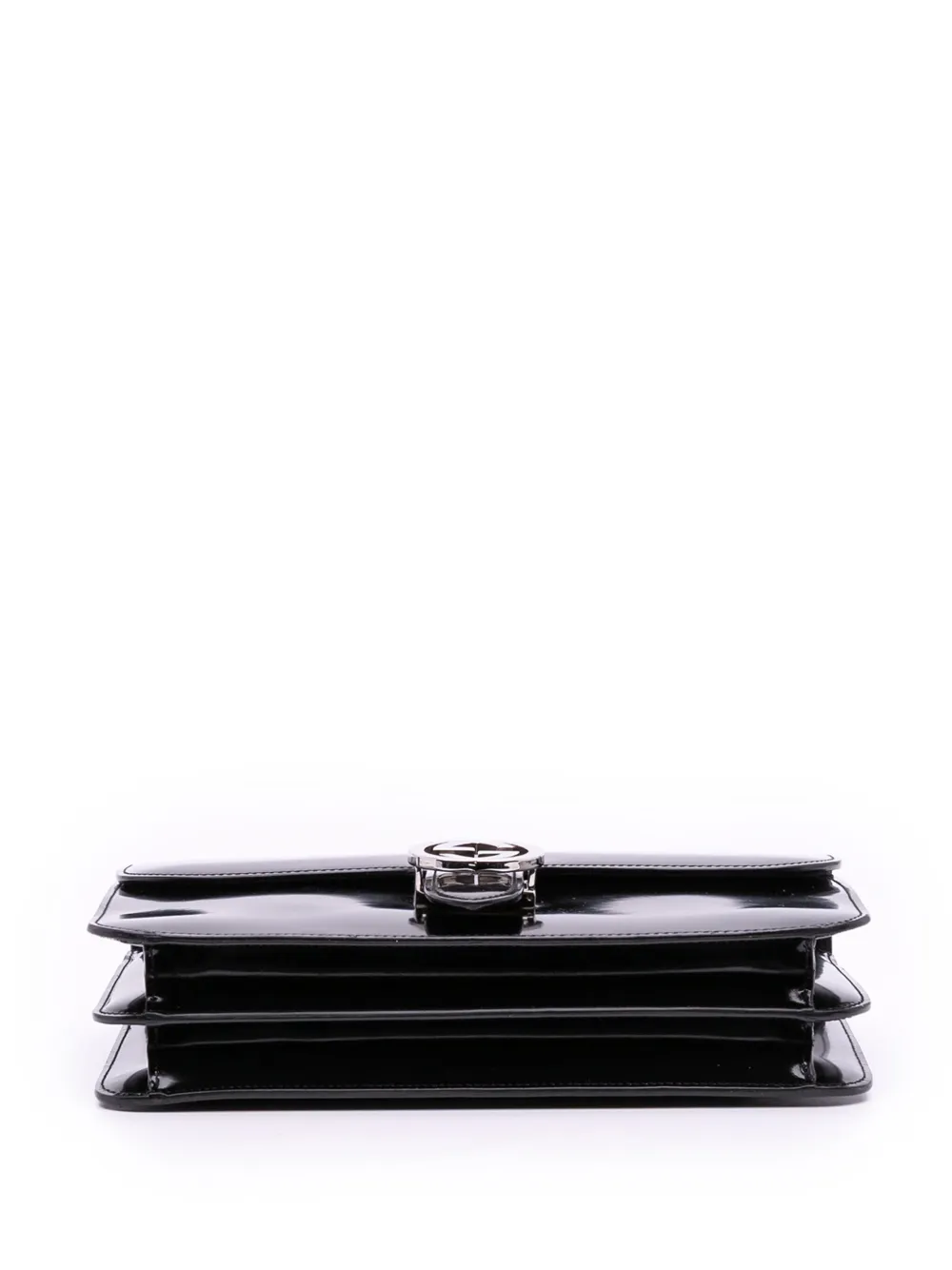 Pre-owned Gucci 2016-2025 Medium Patent Dollar Interlocking G Crossbody Bag In Black