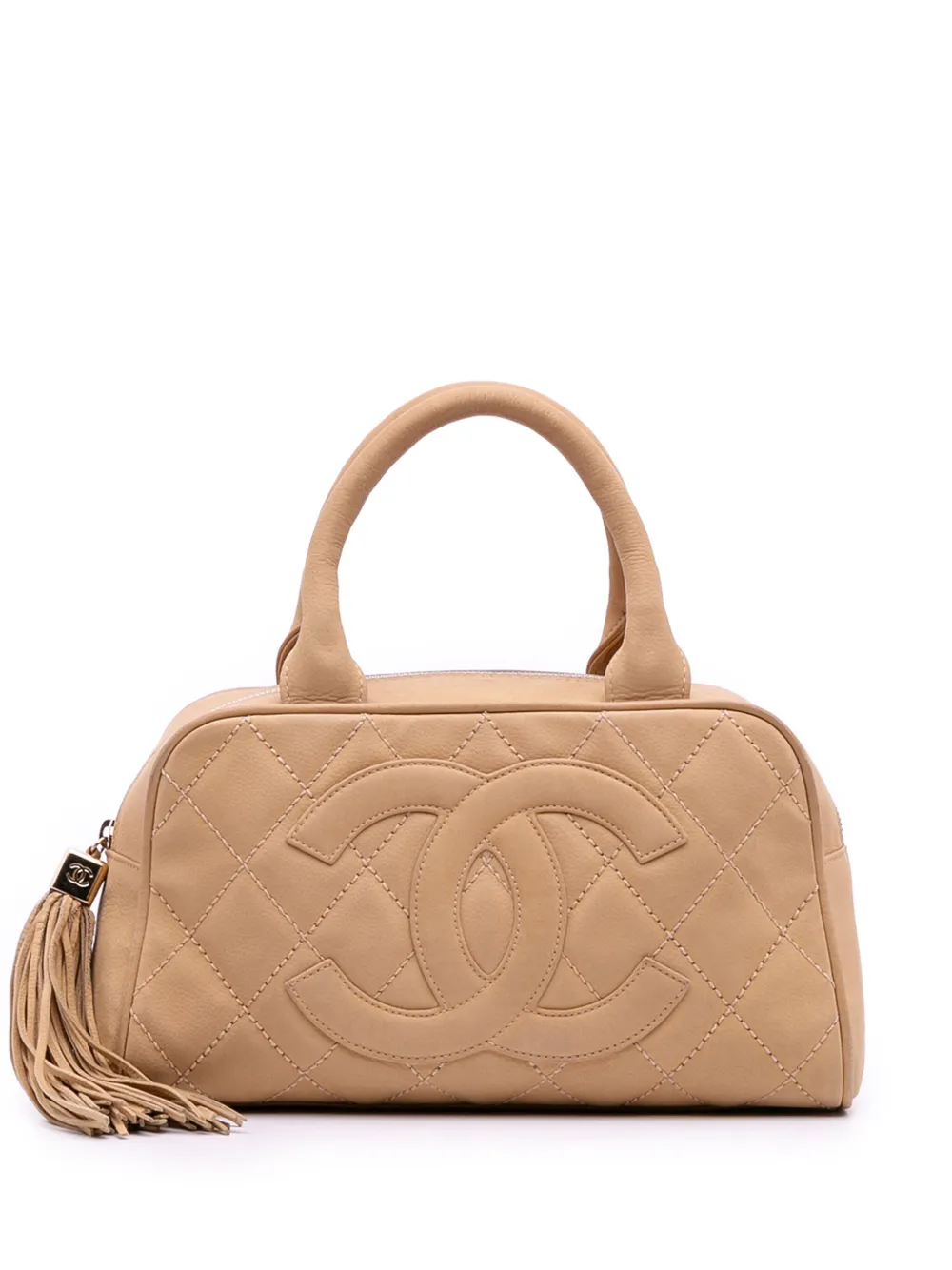 CHANEL Pre-Owned 2004-2005 CC Quilted Caviar Bowling Bag handbag | Brown | Image 1