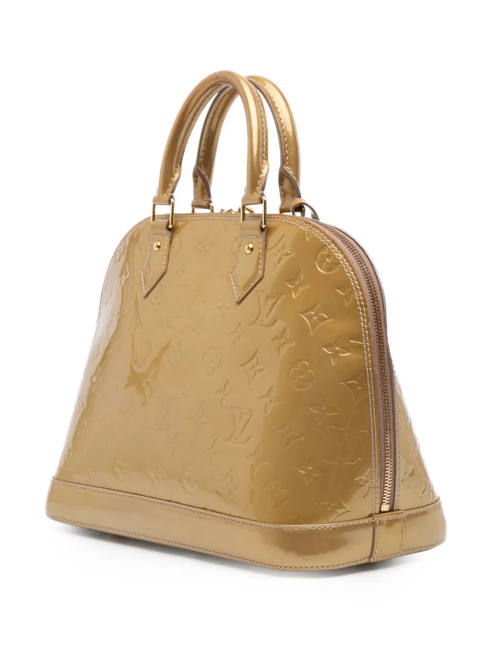 Pre-owned Louis Vuitton 2012 Monogram Vernis Alma Pm Handbag In Gold