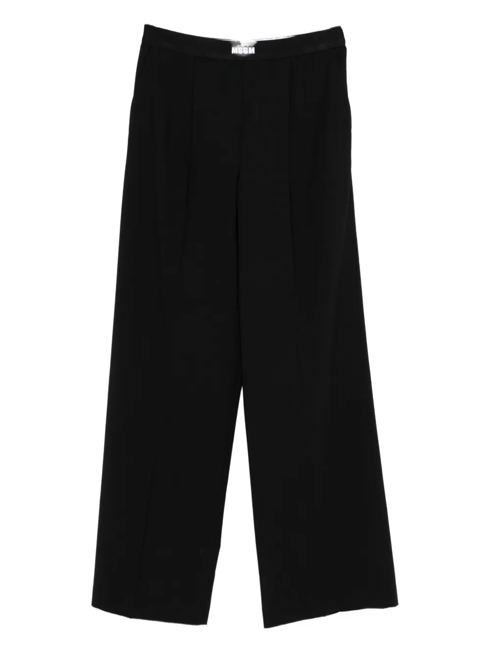 Msgm Logo-waistband Trousers In Black