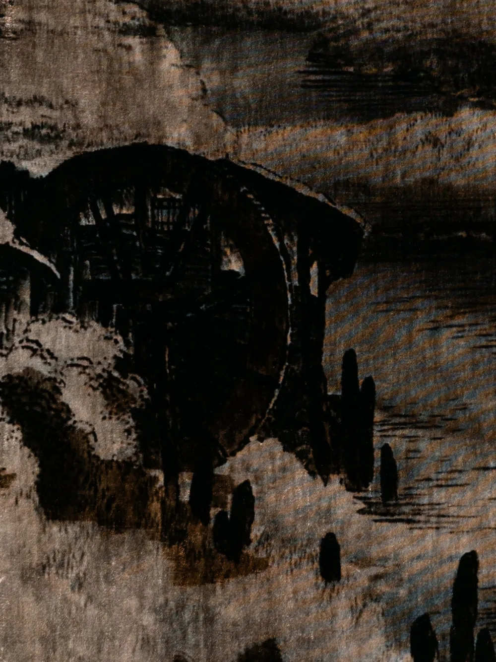 Pierre-Louis Mascia Zijden sjaal met landschapsprint Bruin