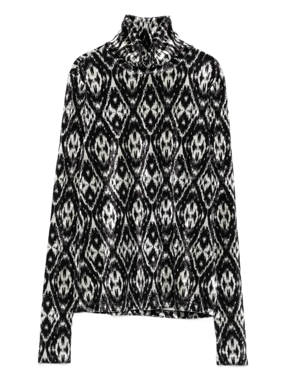 Pierre-louis Mascia Ikat-pattern Turtleneck Top In Black