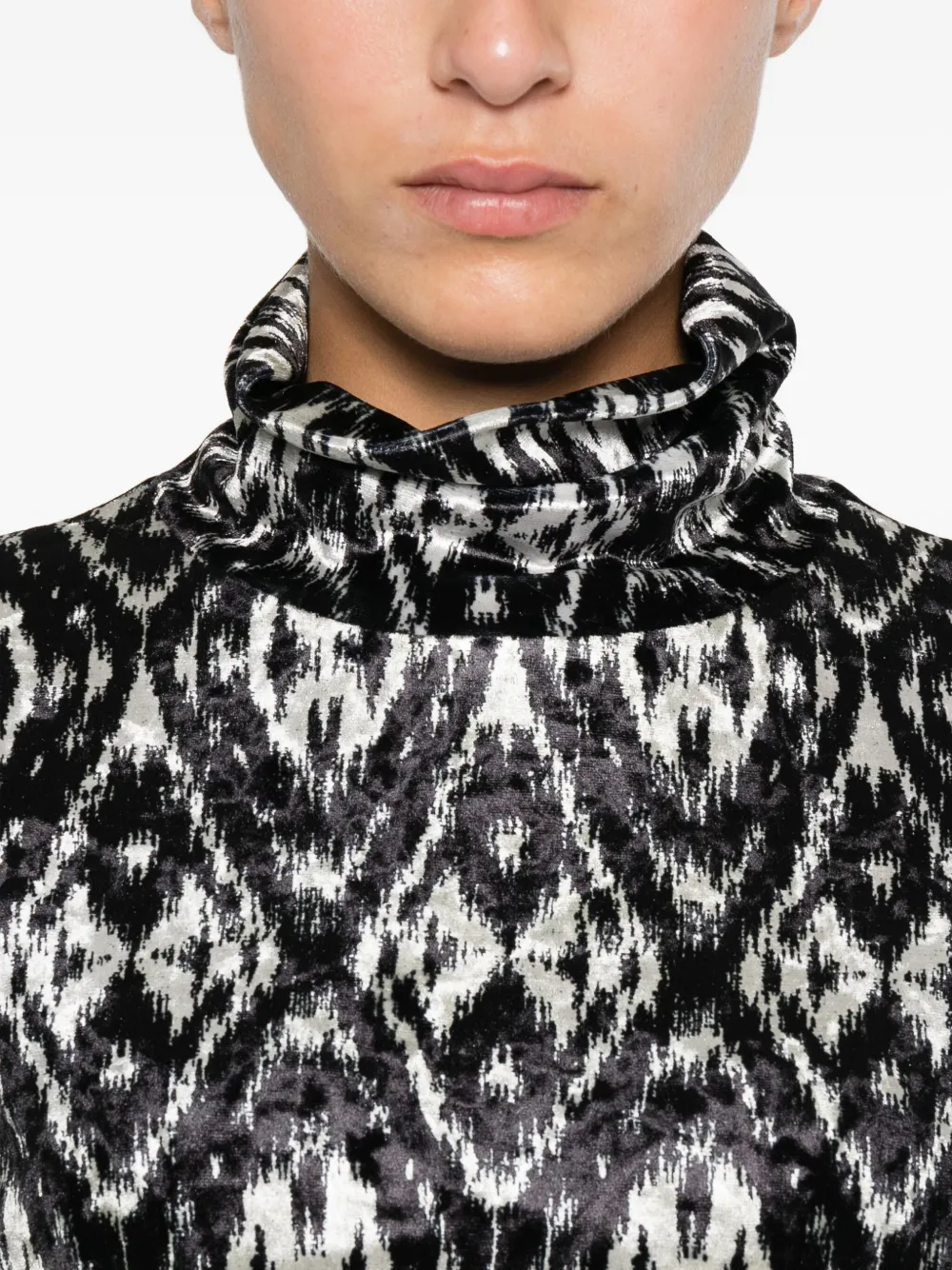 Pierre-louis Mascia Ikat-pattern Turtleneck Top In Black