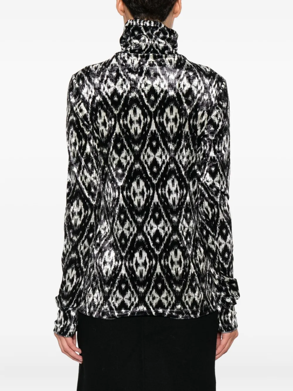 Pierre-louis Mascia Ikat-pattern Turtleneck Top In Black
