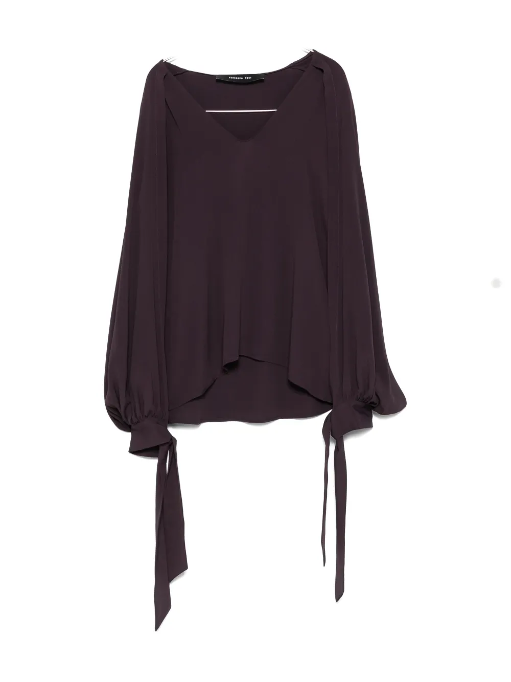 Federica Tosi Ballon-sleeve Cut-out Blouse In Burgundy