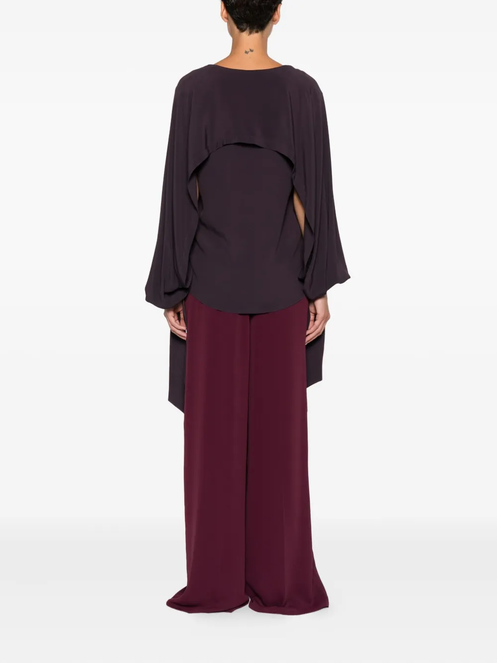 Federica Tosi Ballon-sleeve Cut-out Blouse In Burgundy