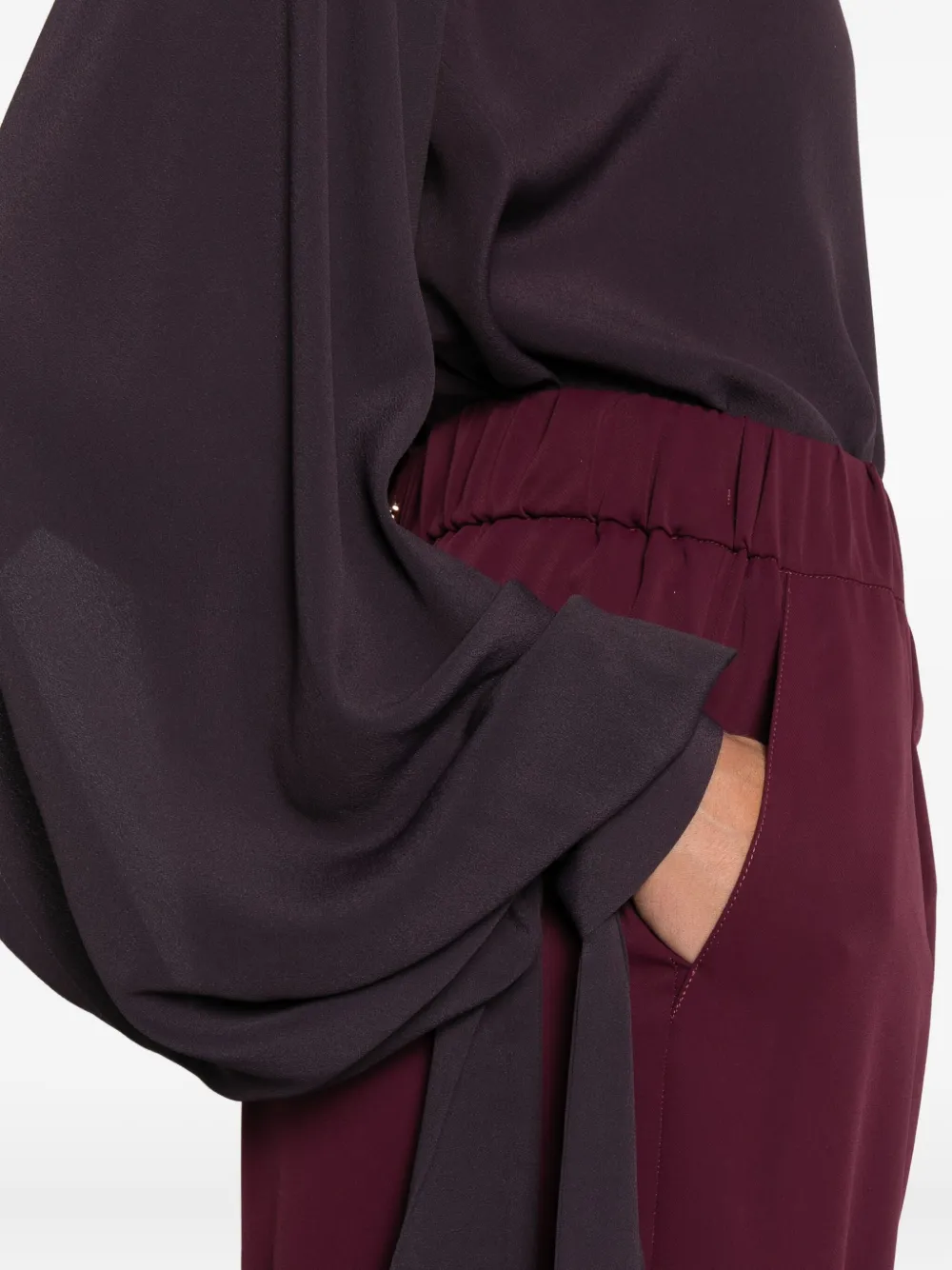 Federica Tosi Ballon-sleeve Cut-out Blouse In Burgundy