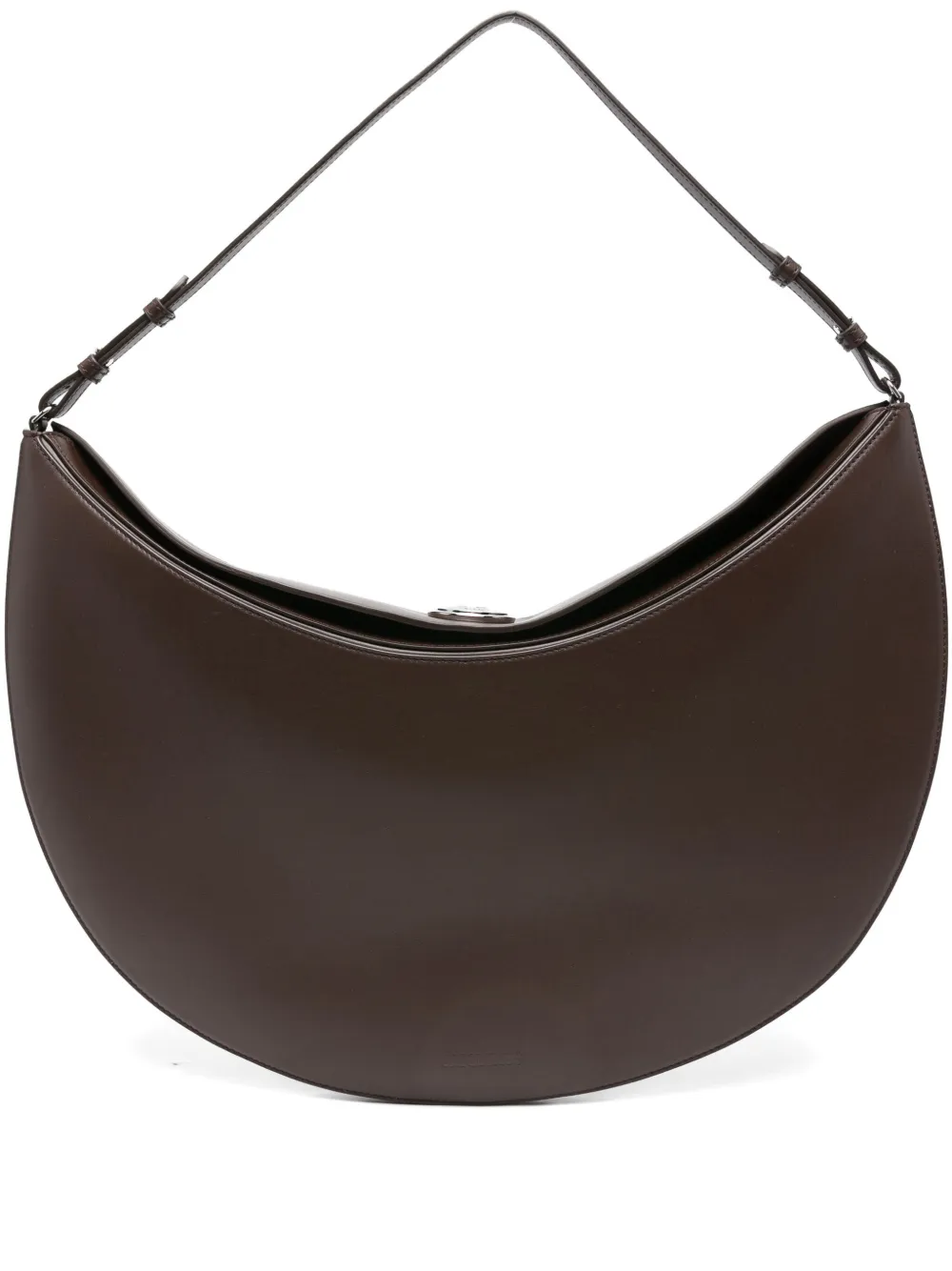 Jacquemus Large Ovalo Calf Leather Hobo Bag In Brown