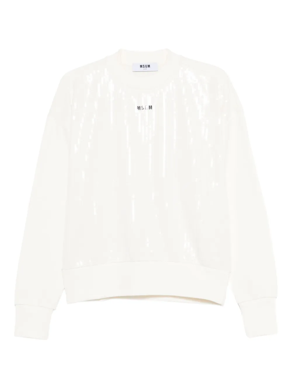 Msgm Sequin-embellished Sweatshirt In White
