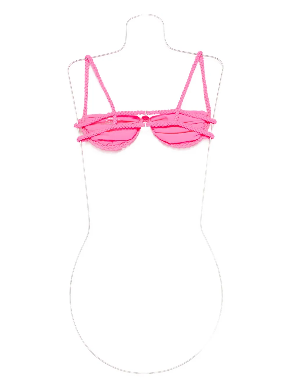 Isa Boulder Braided-trim Bikini Top In Pink