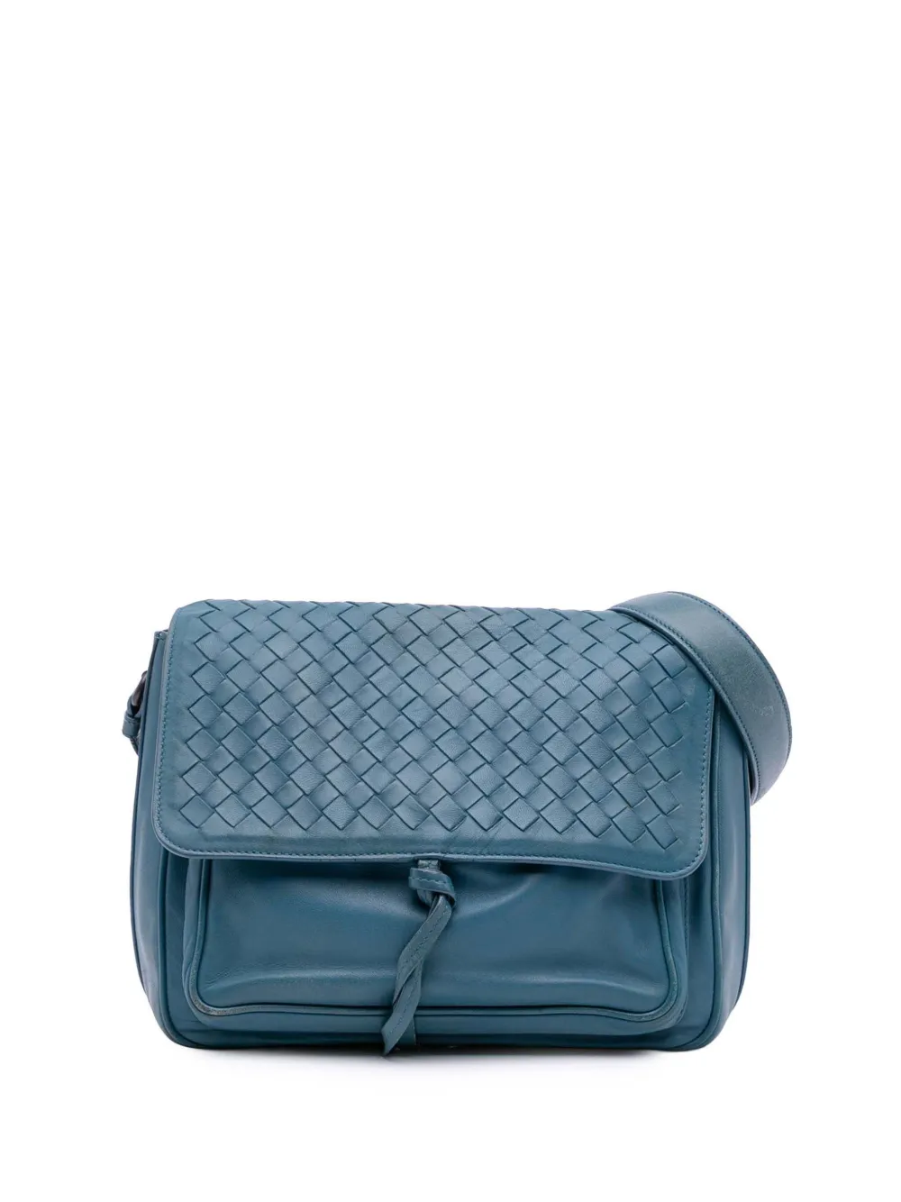 Bottega Veneta Pre-Owned 2012-2025 Intrecciato Trimmed Nappa Flap crossbody bag | Blue | Image 1