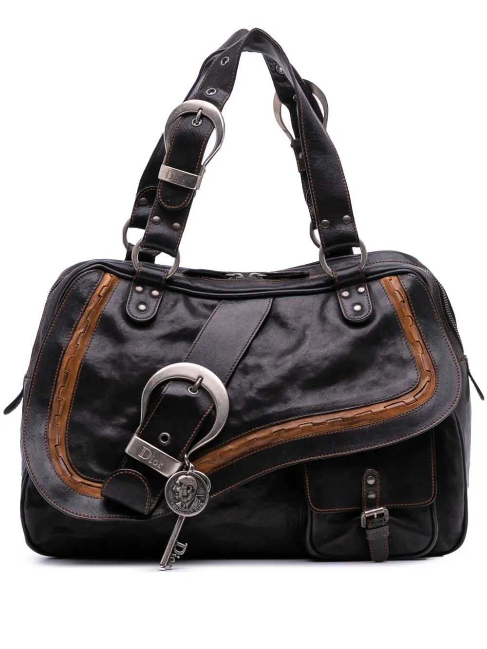 Christian Dior Pre-Owned 2007 Calfskin Gaucho Double Saddle shoulder bag | Black | Image 1