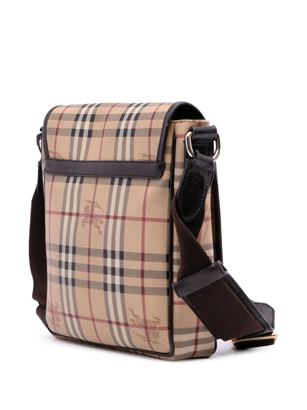 Pre-owned Burberry 2000-2017 Haymarket Check Coated Canvas Crossbody Bag In Brown