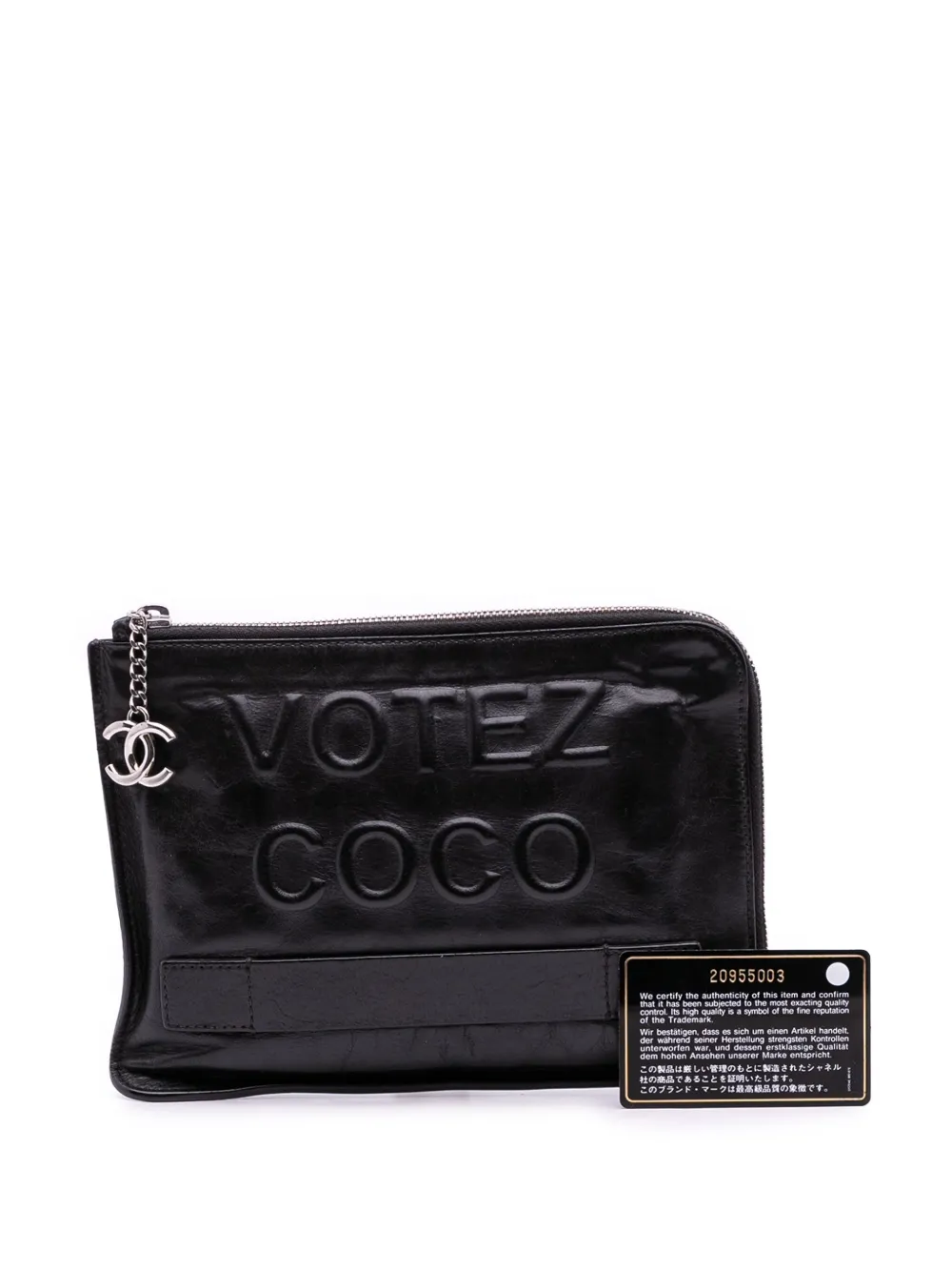 ココ CHANEL Pre-Owned 2014-2015 Lambskin Votez Coco Clutch Bag | Black