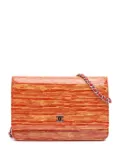 CHANEL Pre-Owned 2013-2014 Patent Striped Wallet On Chain crossbody bag - Orange