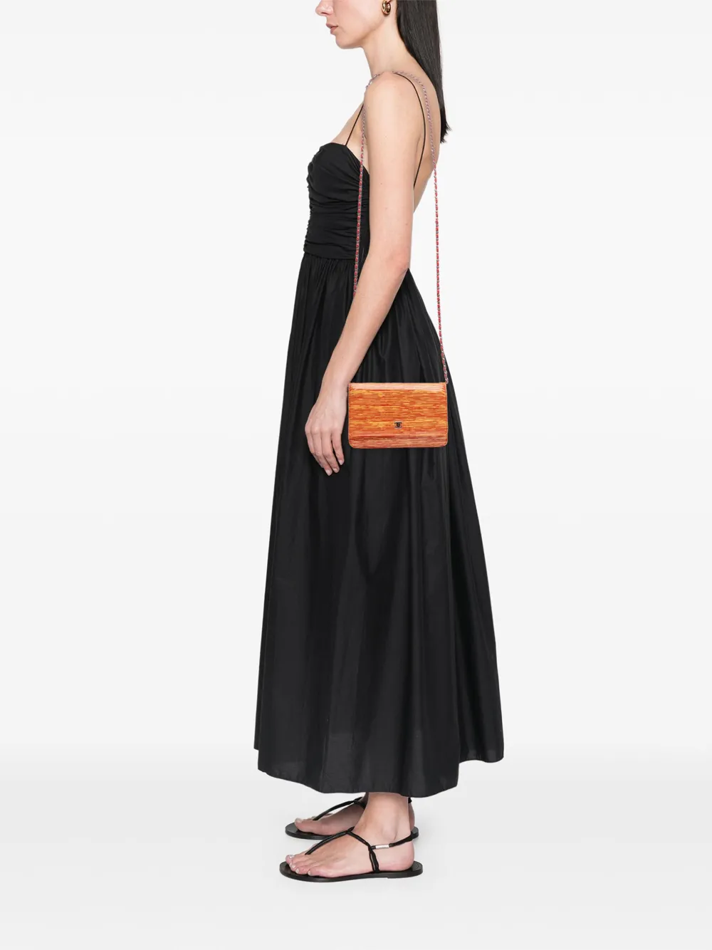 CHANEL Pre-Owned 2013-2014 Patent Striped Wallet On Chain crossbody bag | Pre-Owned | Image 2