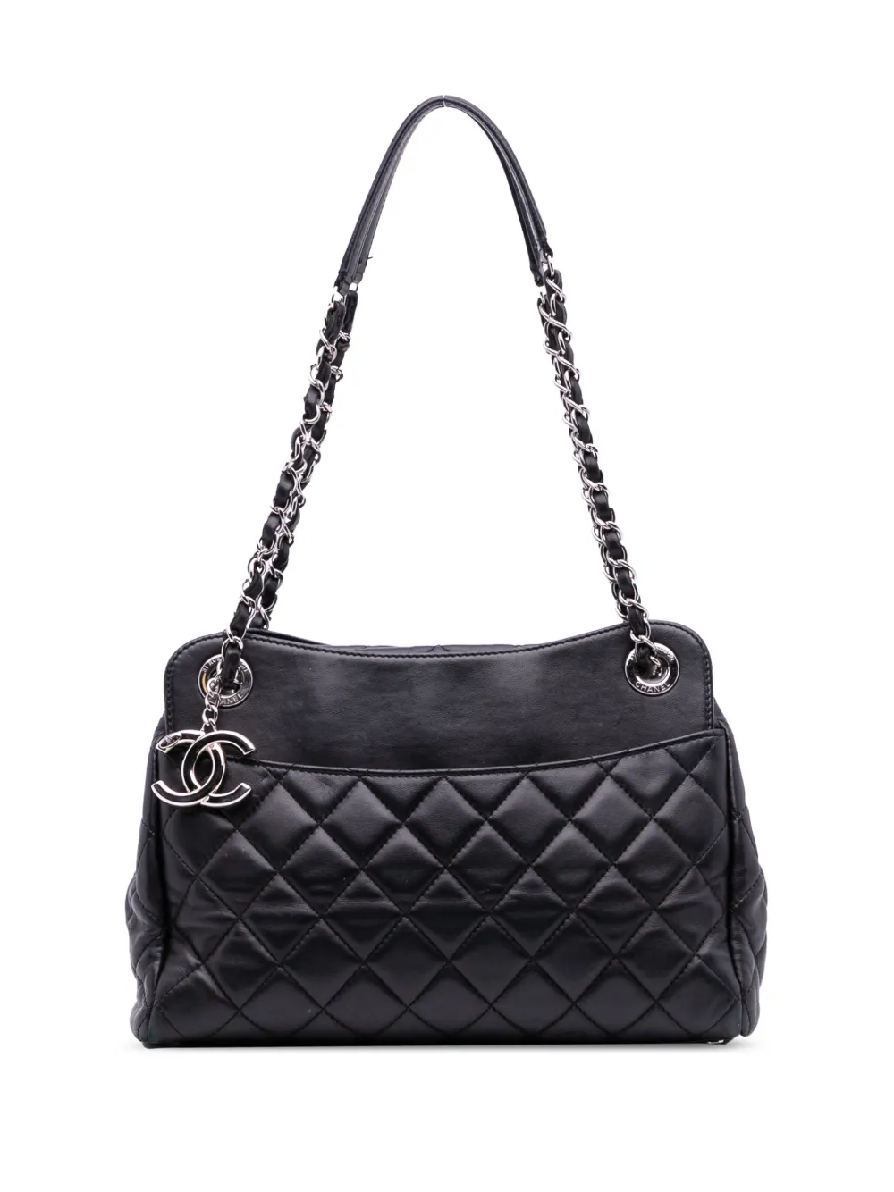 CHANEL Pre-Owned 2014-2015 マトラッセ ラムスキン 7 ハンドバッグ - ブラック CHANEL Pre-Owned 2014-2015 マトラッセ ラムスキン 7 ハンドバッグ - ブラック