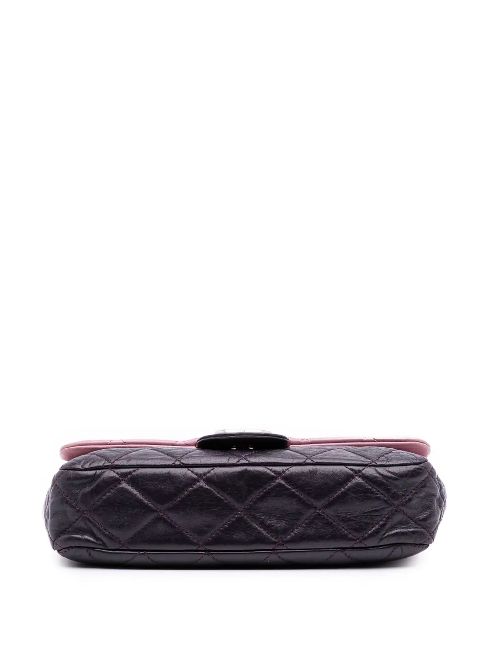 Pre-owned Chanel 2008-2009 Medium Bicolor Lambskin And Calfskin Cc Chain Flap Shoulder Bag In Pink