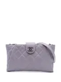 CHANEL Pre-Owned 2014-2015 Quilted Glazed Calfskin Coco Pleats Chain Clutch crossbody bag - Purple