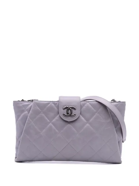 CHANEL Pre-Owned 2014-2015 Quilted Glazed Calfskin Coco Pleats Chain Clutch crossbody bag
