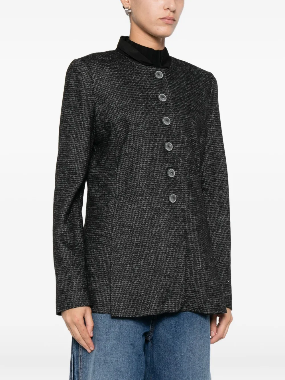 Emporio Armani Buttoned Jacket In Black