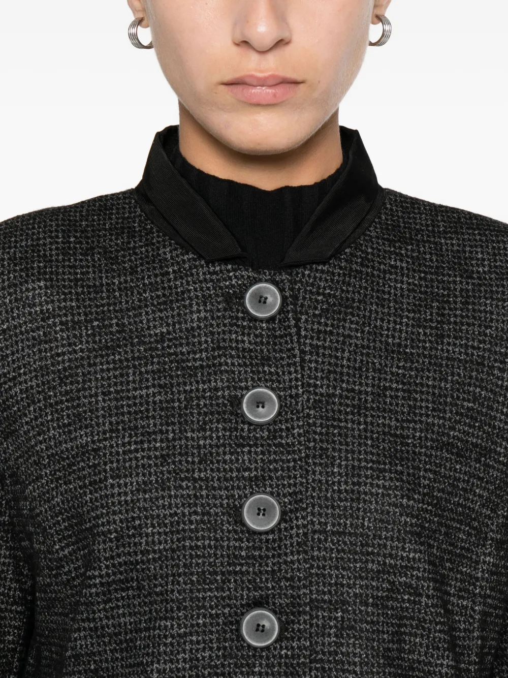 Emporio Armani Buttoned Jacket In Black