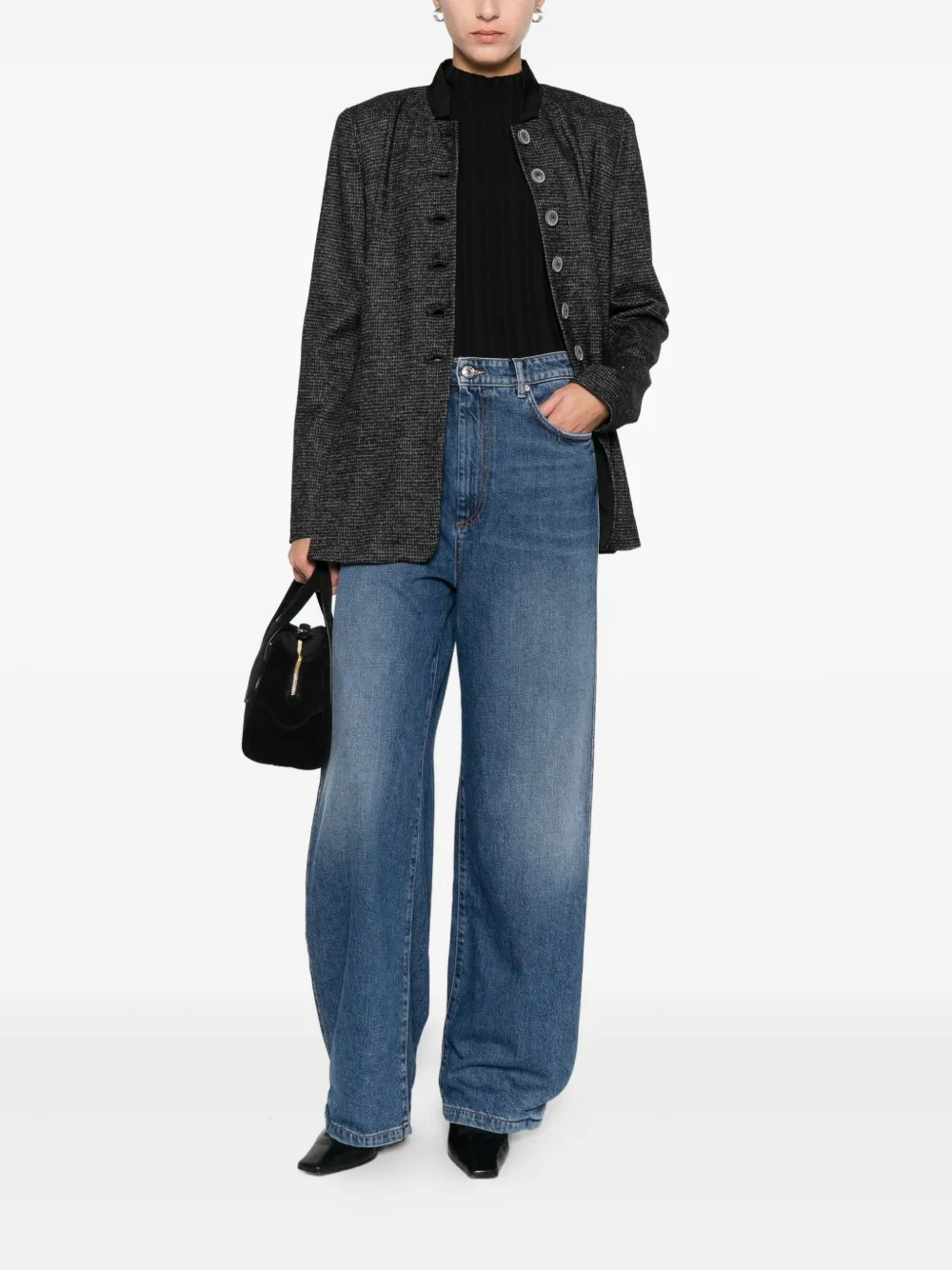 Emporio Armani Buttoned Jacket In Black