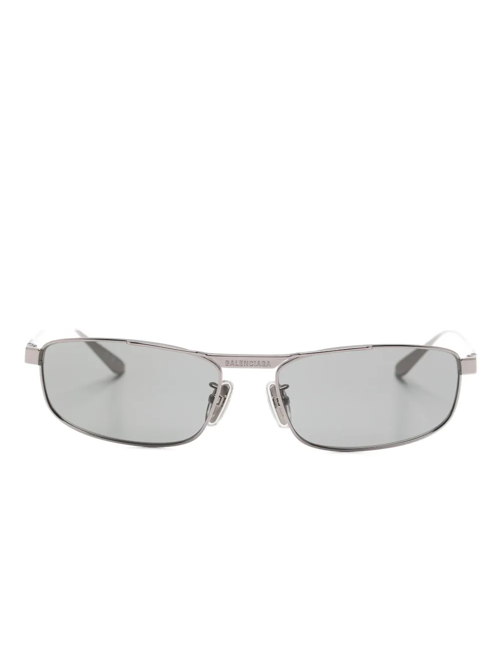 Balenciaga Eyewear logo-engraved rectangle-frame sunglasses - Silber